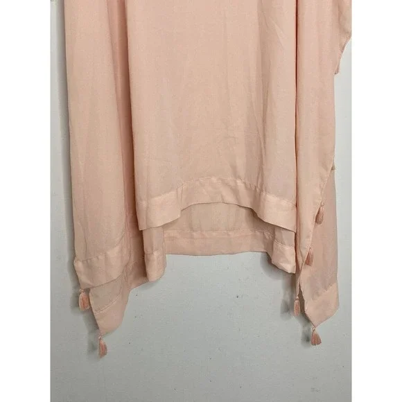 DAVID AND YOUNG Light Pink Chiffon Tassel Boho Cover Up Dress One Size New - Picture 3 of 7
